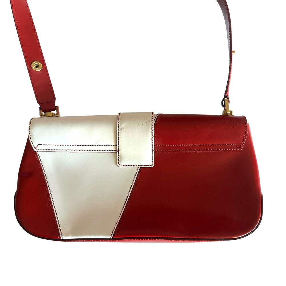 Salvatore Ferrigamo Sophia Shoulder Bag Red White Colorblock Purse Vintage Y2K - Picture 5 of 11